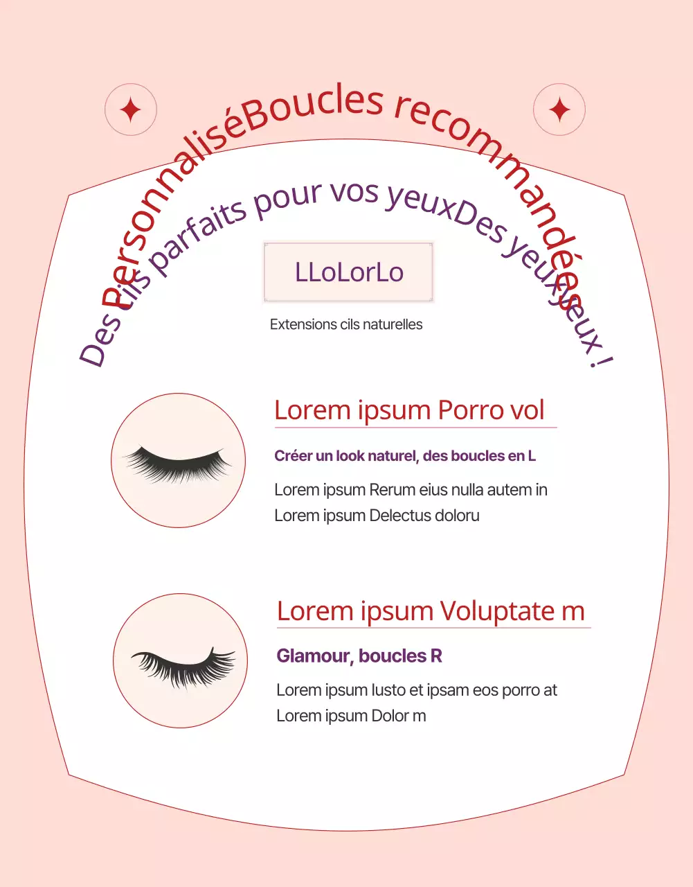 Promouvoir les extensions de cils en rose (page détaillée)