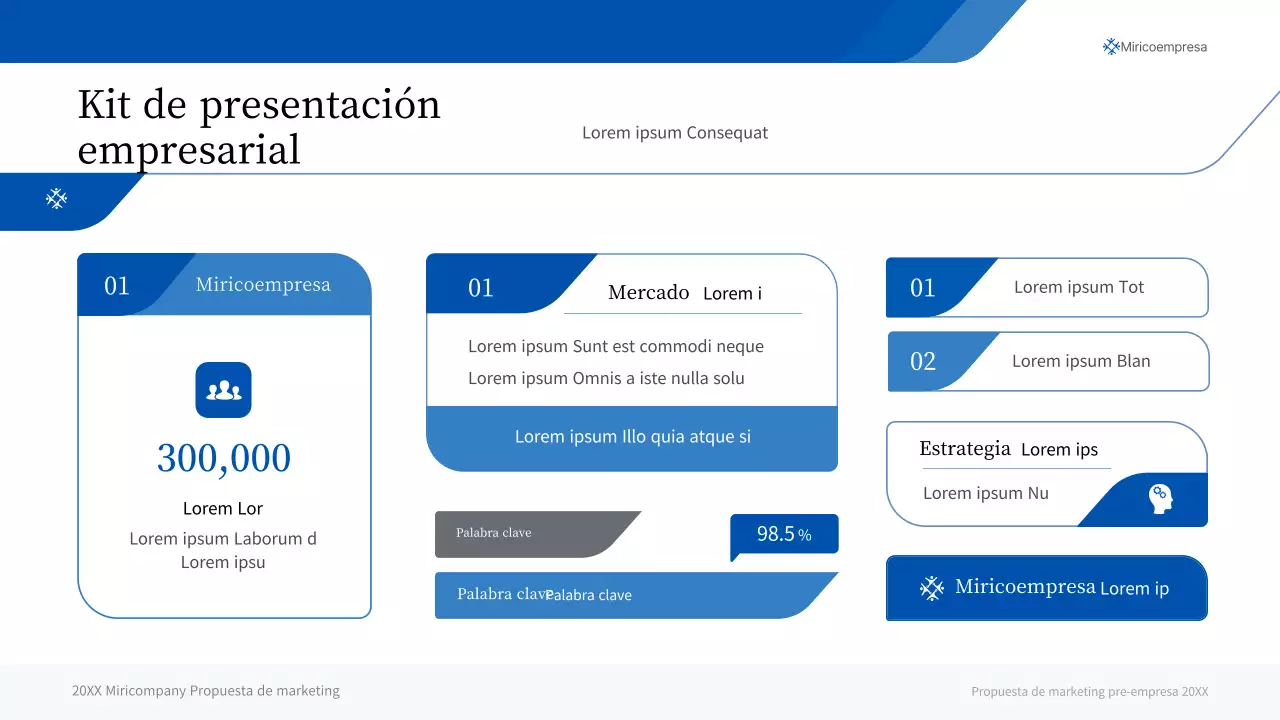 Una sencilla presentación empresarial en tonos azules y grises