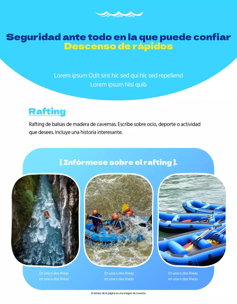 Rafting fresco y limpio en azul claro y blanco