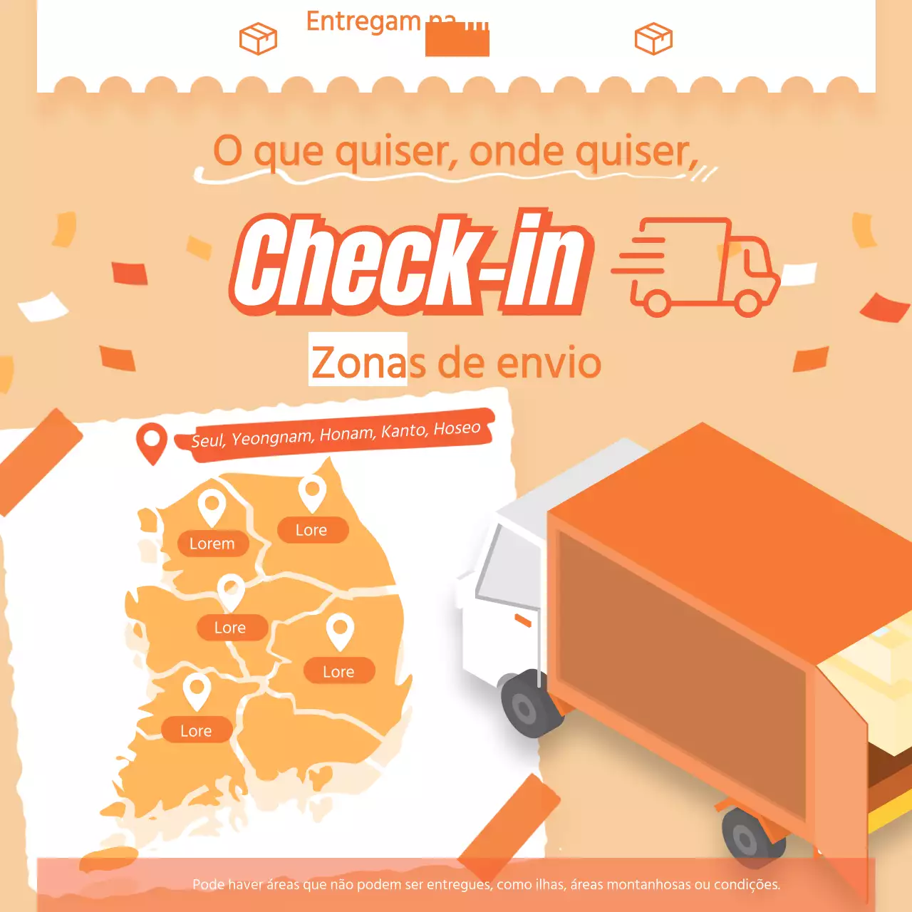 Mapa de cobertura laranja simples