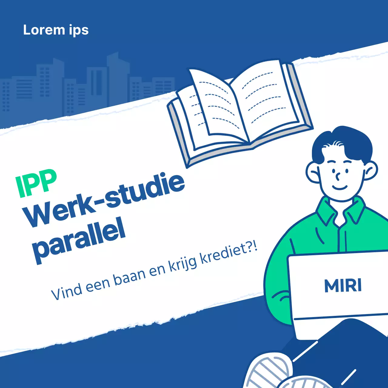 Het blauwe en mint universitaire werkstudietraject