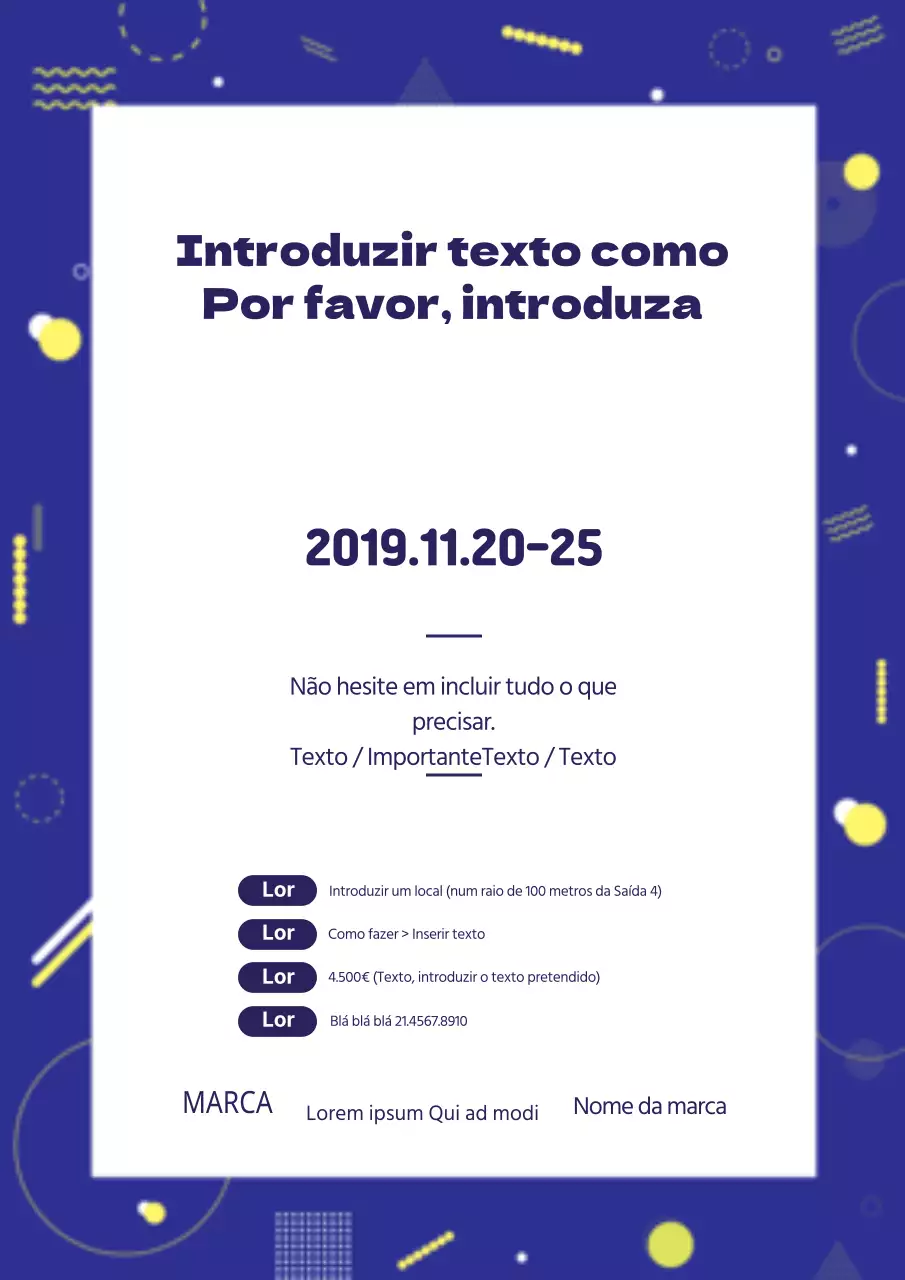 Um cartaz com várias ilustrações azuis de formas