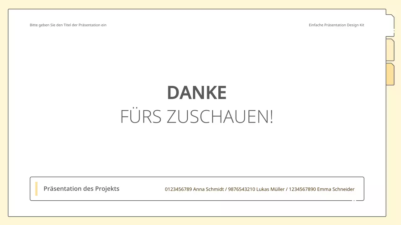 Saubere und einfache Präsentationsmappe in Gelb