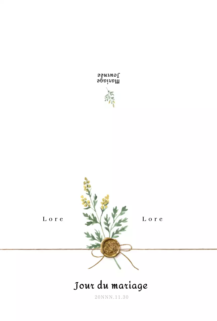 Faire-part de mariage avec un concept émotionnel de fleur sèche