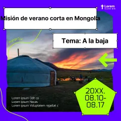 Promueva las misiones a corto plazo en un marco de formas azules y chartreuse