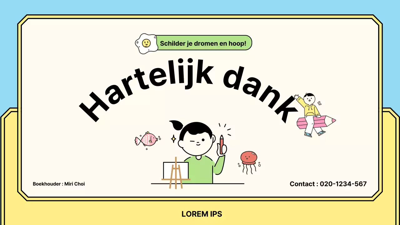 Tentoonstellingsvoorstel voor kinderen met kleurrijke, eenvoudige en schattige illustraties