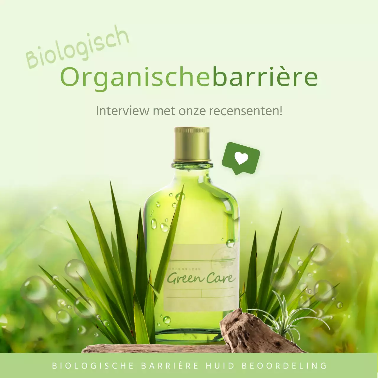 Organic skin review evenementen met een groene achtergrond
