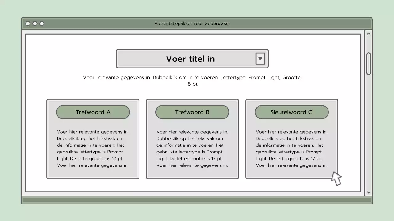 Presentatiepakket met lichtblauw browserconcept