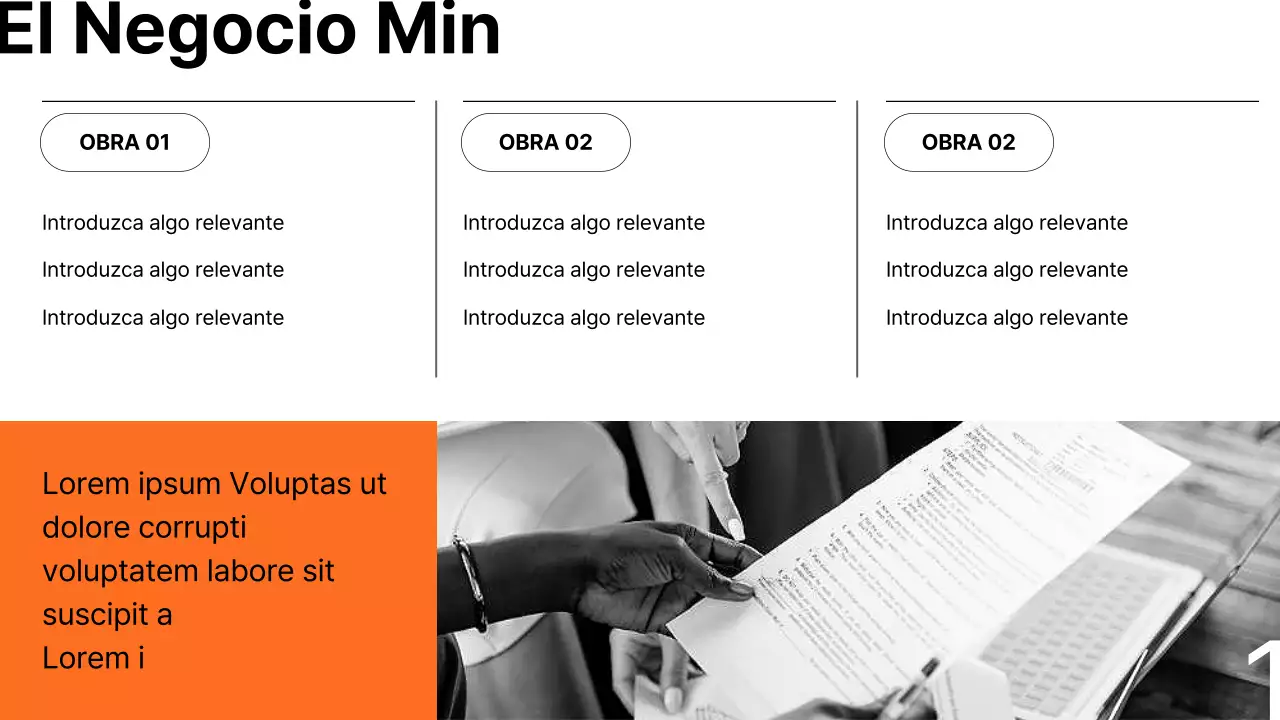  Informe empresarial minimalista en naranja y negro