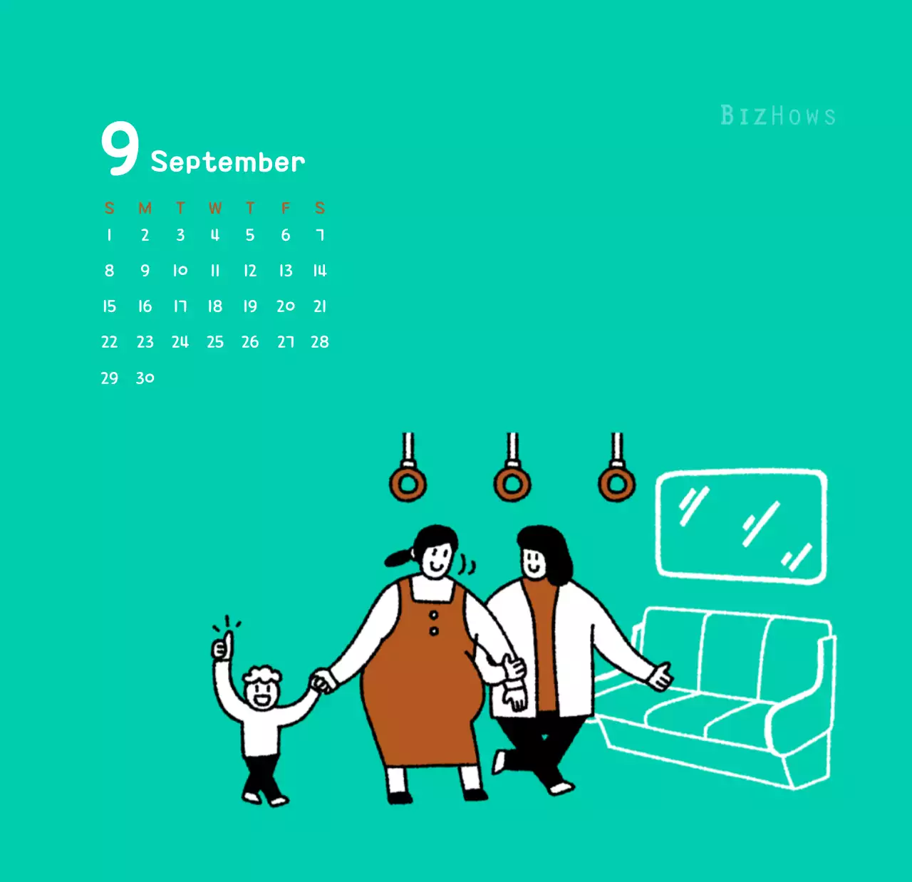 Neujahrskalender mit niedlichen Illustrationen