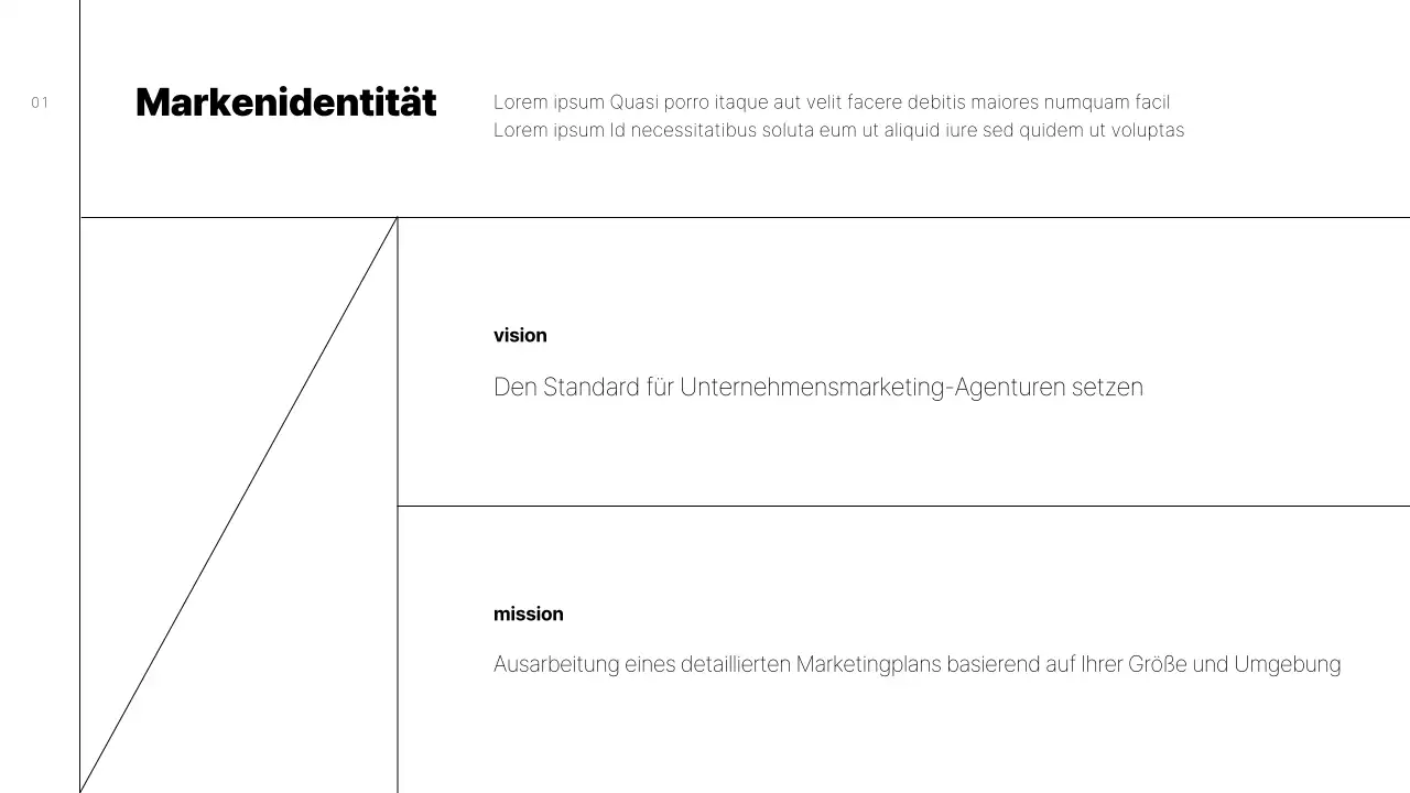 Einfacher Vorschlag für einen Markenleitfaden mit schwarzen Linien