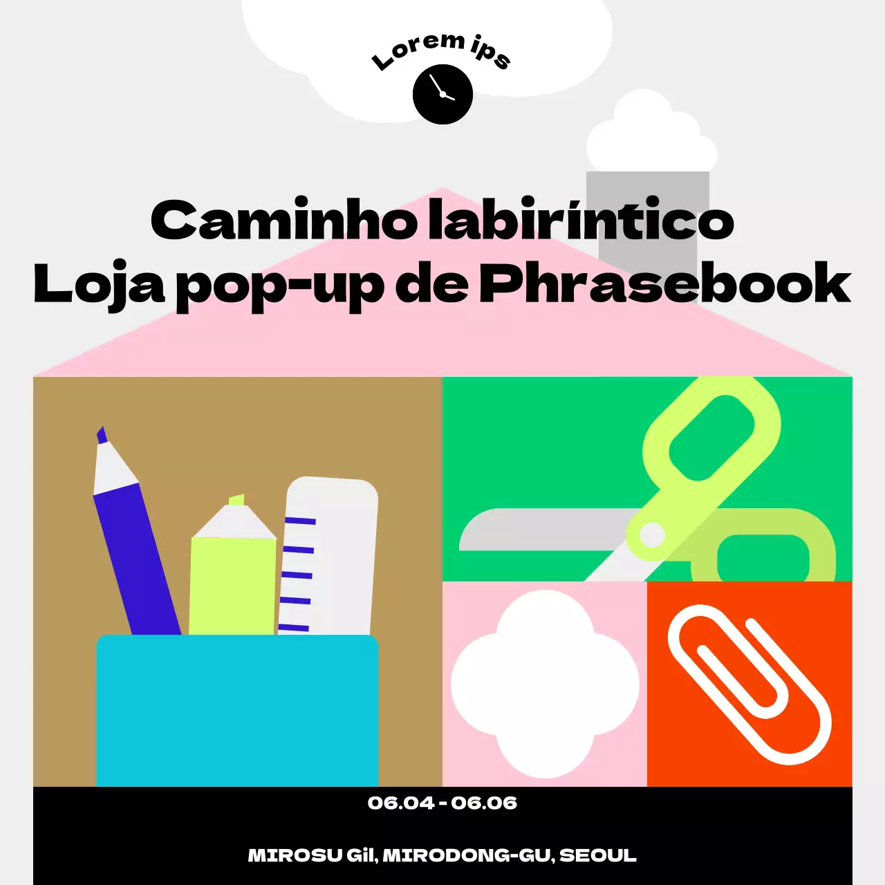 Redação colorida e simples para anúncios pop-up de lojas
