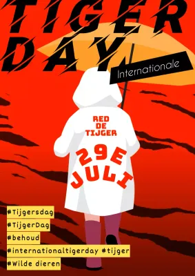 (Premium) Promoot Wereldtijgerdag met een oranje achtergrond