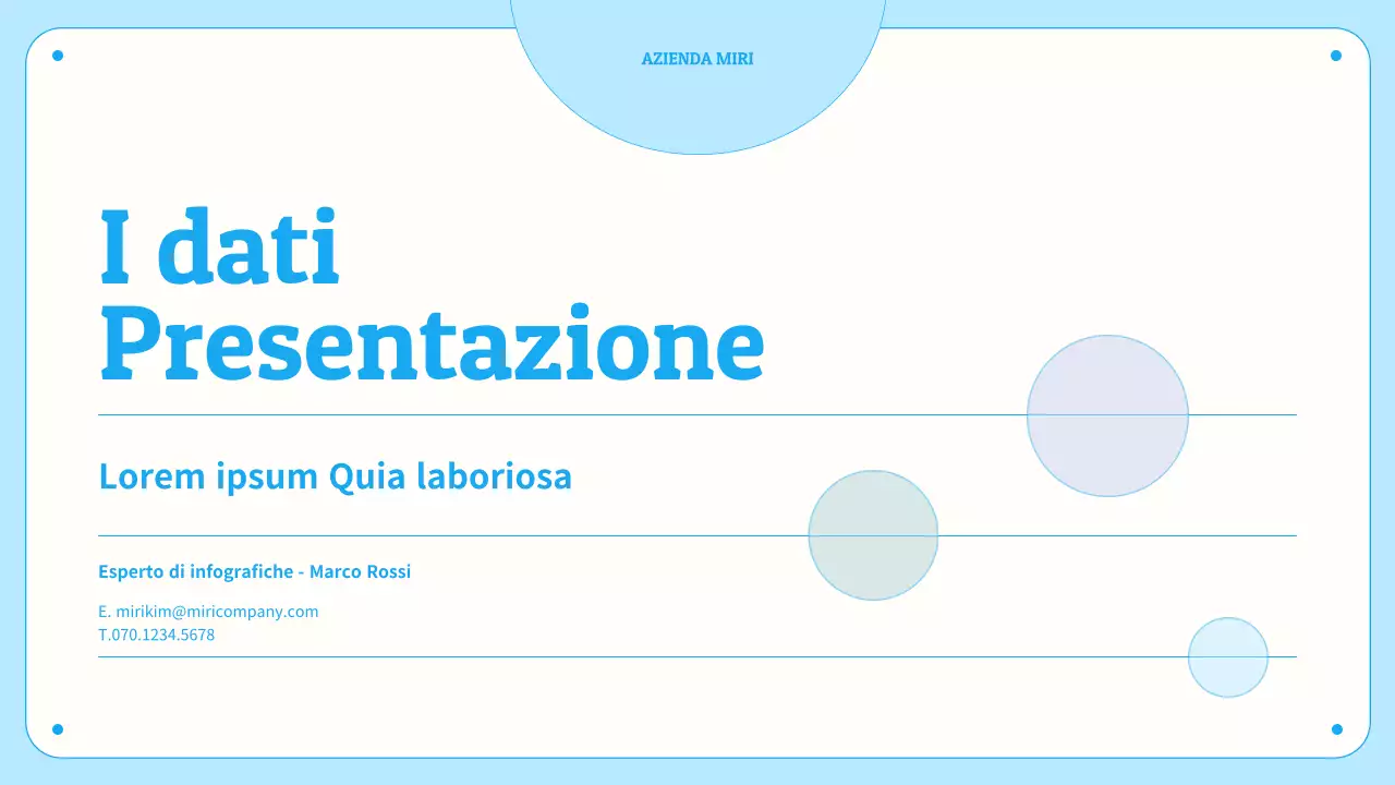 Grafici e infografiche con cerchi in tonalità blu pastello