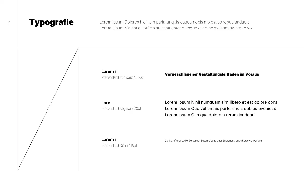 Einfacher Vorschlag für einen Markenleitfaden mit schwarzen Linien