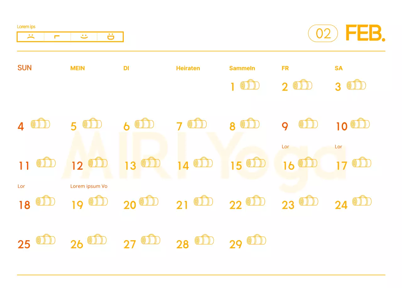 Orangefarbene Kalender zum Verschenken bei der Werbung für Ihr Yogastudio
