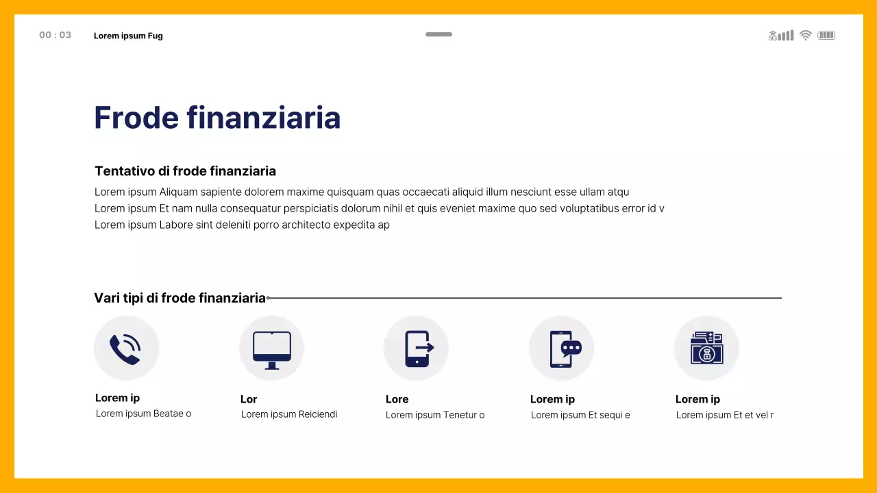 Tema di educazione alla frode finanziaria con modello mobile