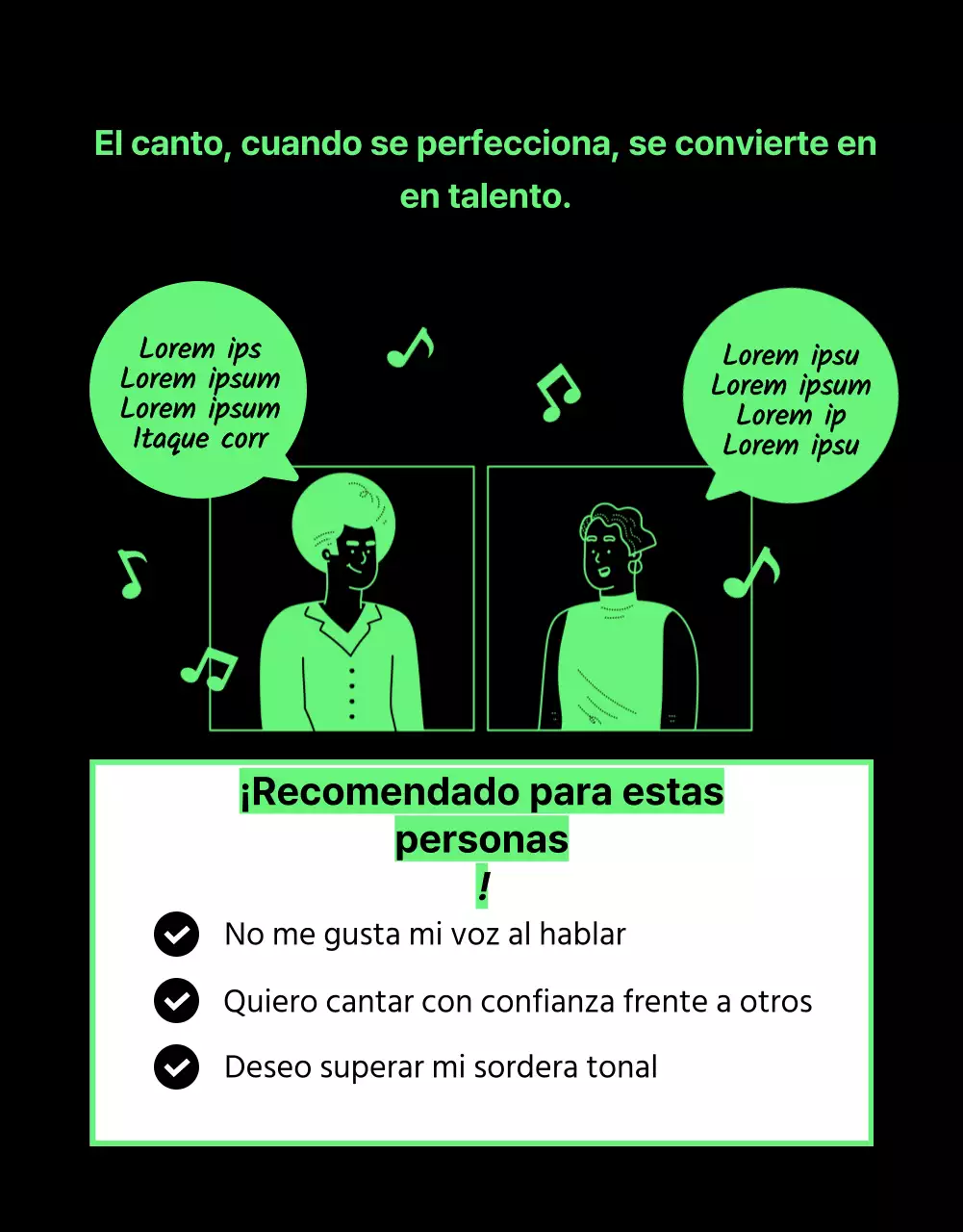 Preciosa lección vocal con acentos chartreuse