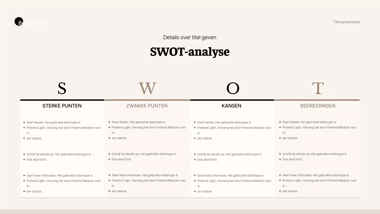 Eenvoudige zakelijke stijl in beige en bruin