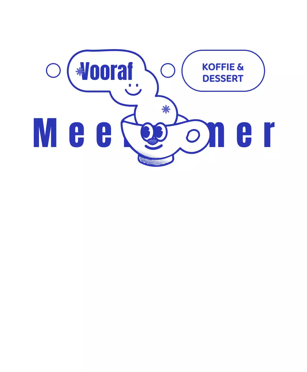 Marineblauw en wit leuk kop karakter koffie shop logo stijl