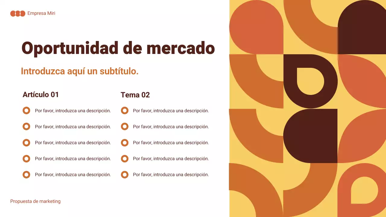 resumen naranja documento de marketing