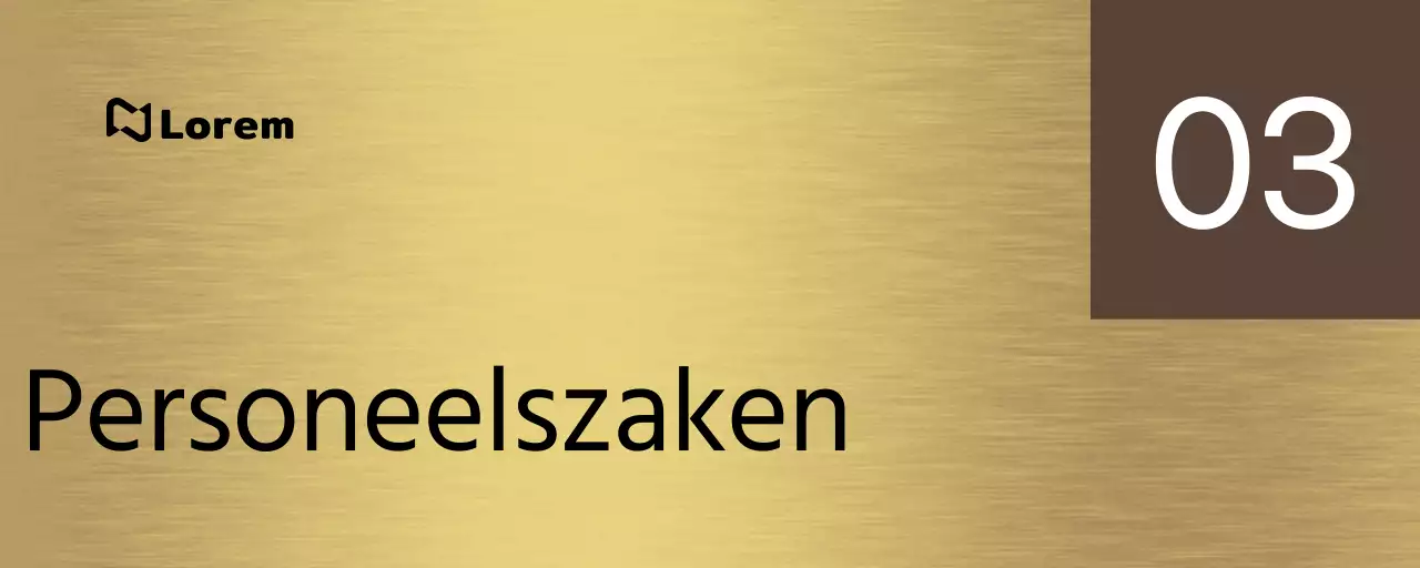 Een eenvoudig plaatsnaambord met bruine en zwarte bedrijfsafdelingsnamen en vierkante vormen.