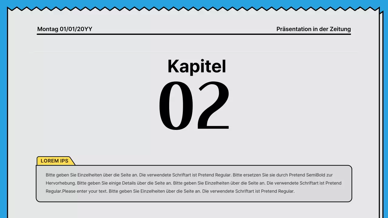 Kräftige Linien und eine aufmerksamkeitsstarke Präsentation in einem Zeitungskonzept mit gelben und hellblauen Akzentfarben