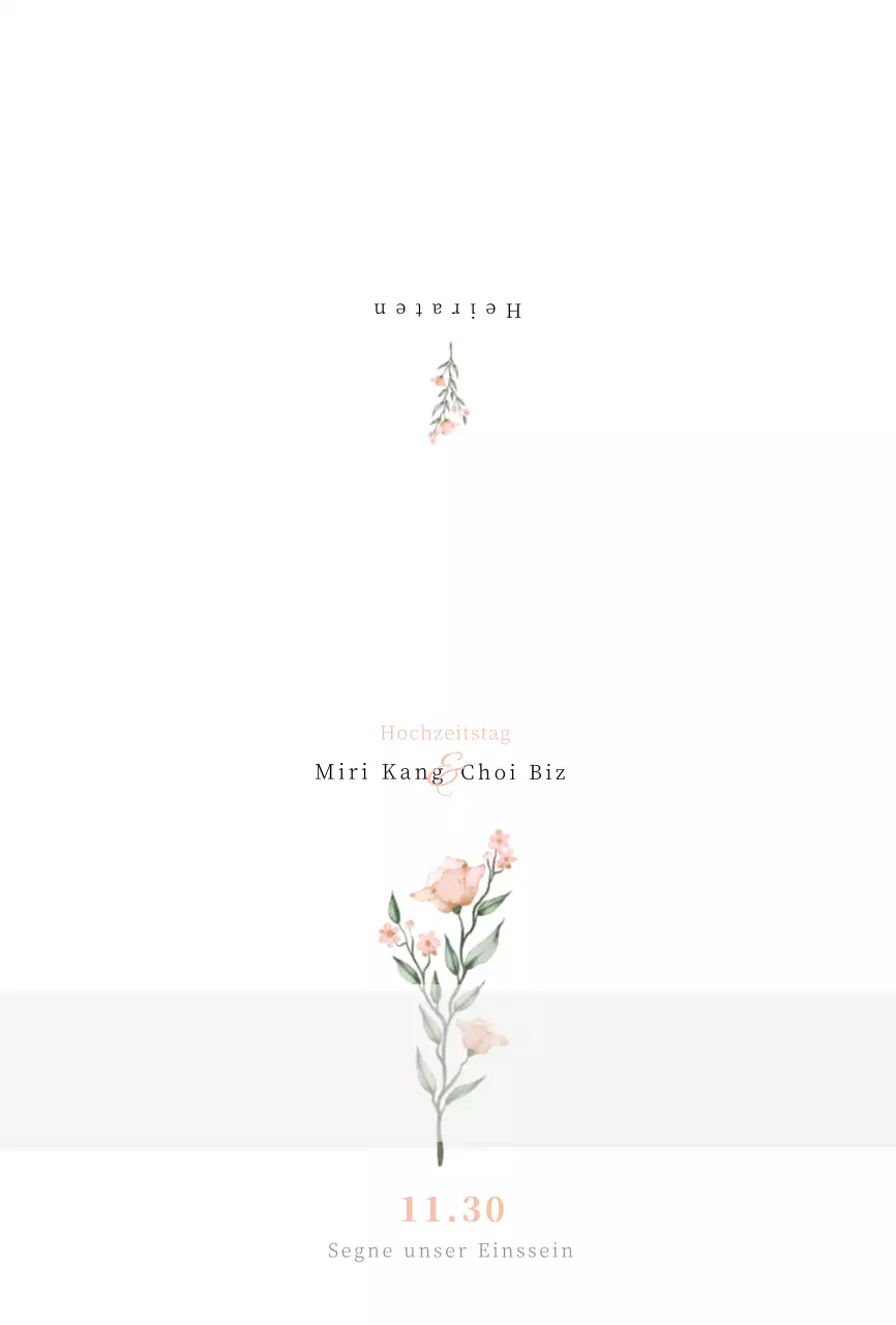 Hochzeitseinladung mit rosa Aquarellblumen-Illustration