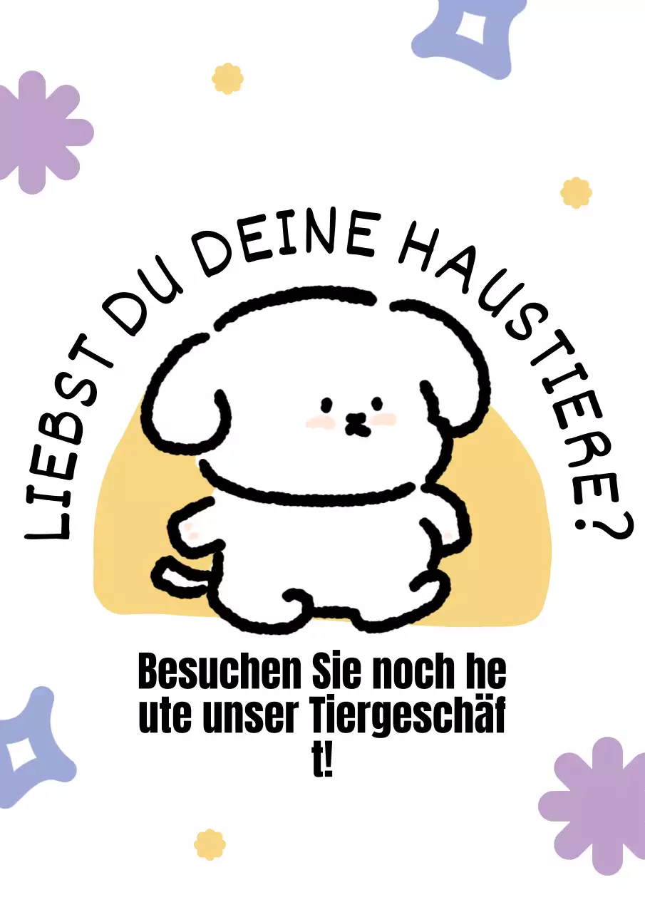 Niedliches Welpeninterieur in Lila und Gelb