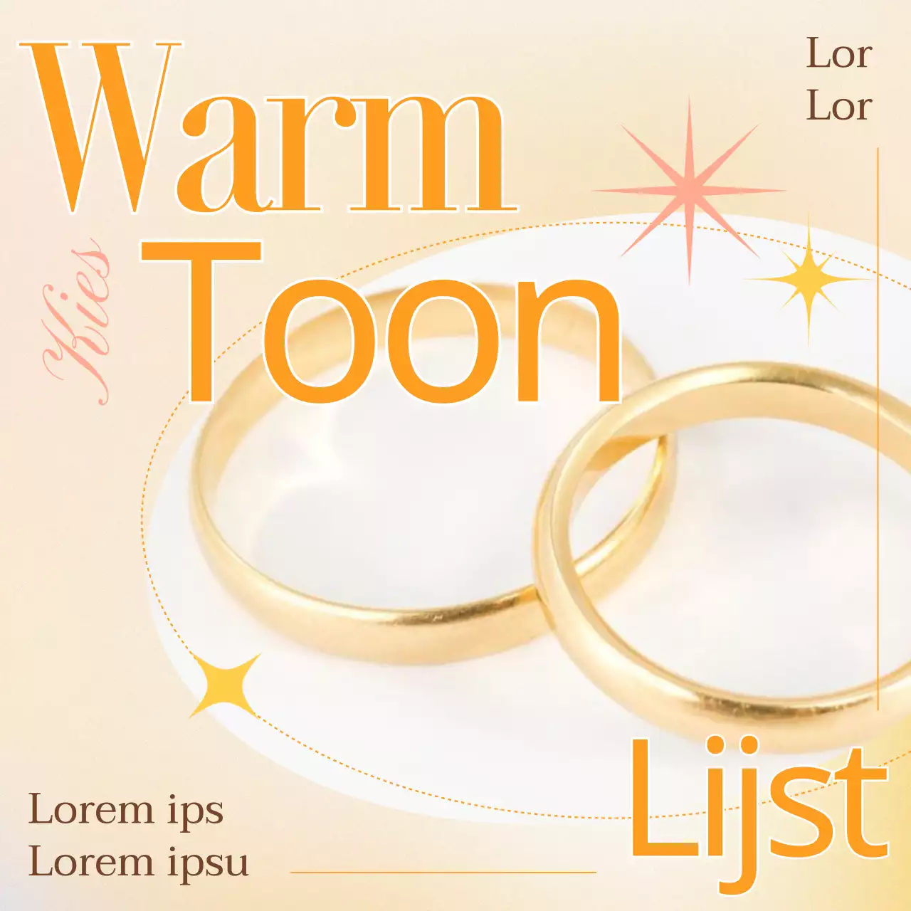 Gouden accessoires staan prachtig tegen een oranje achtergrond