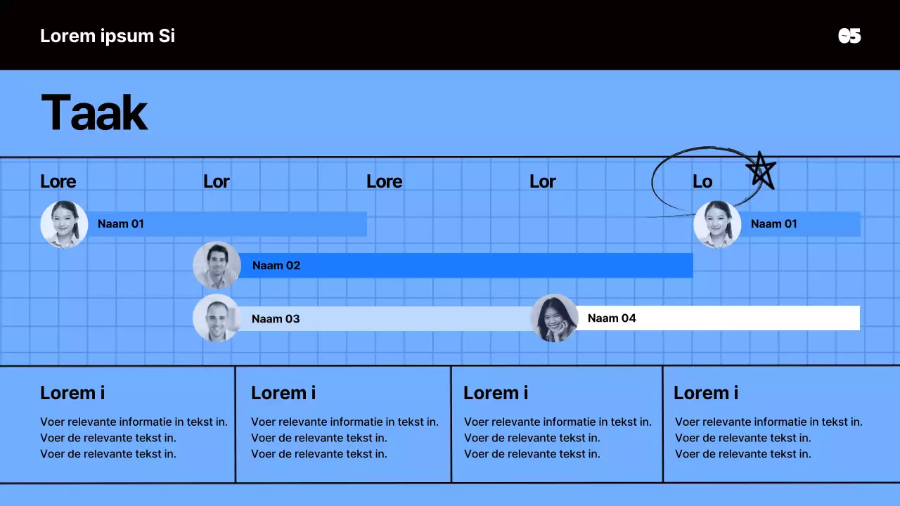 Marketingstudiepresentatie met blauw notitieblokconcept