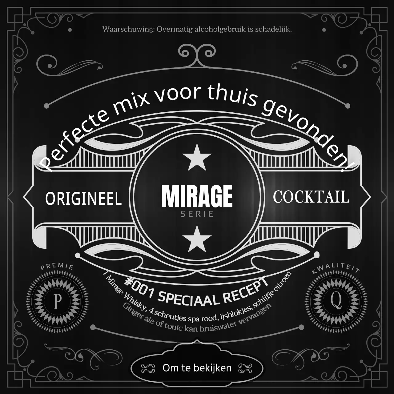 Zwart Wit Whisky Label Concept Homebrew Recept Informatie