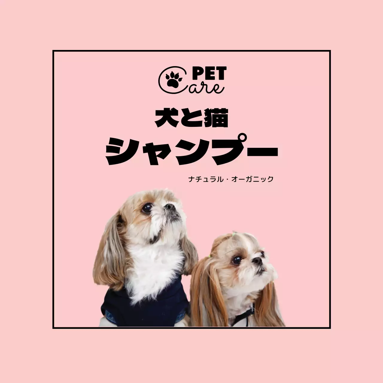 ピンクのロゴ写真付きシンプルなペット用品ラベル