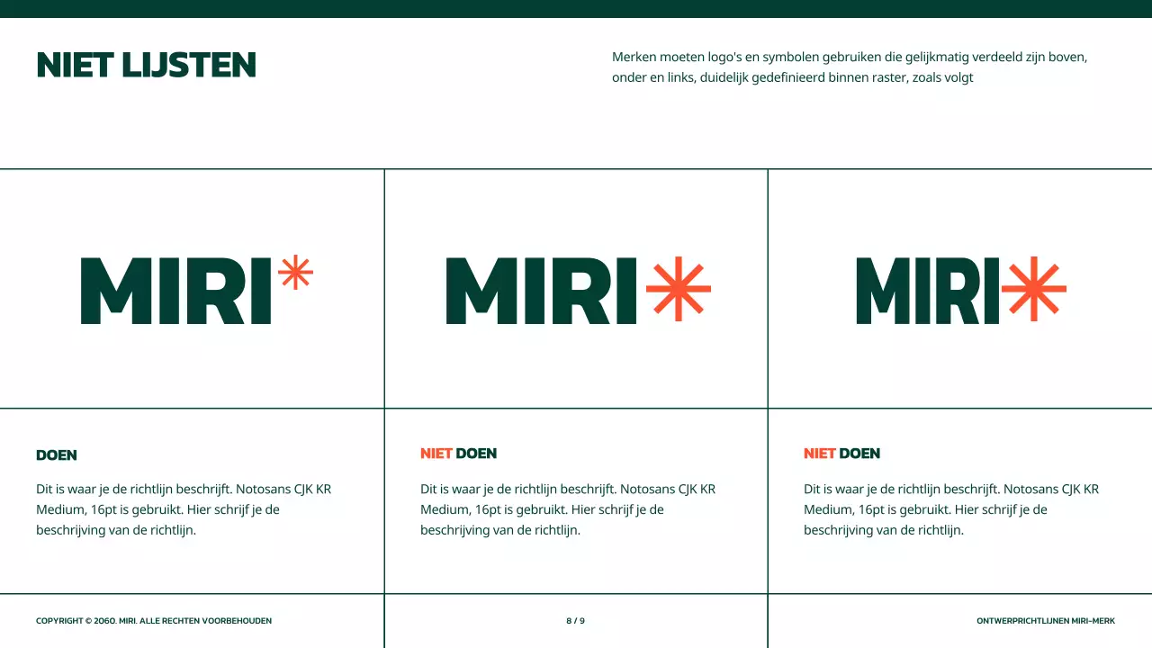 Eenvoudige merkrichtlijnen in groen met oranje accenten