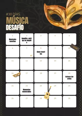 Póster del clásico reto musical de 30 días en marrón