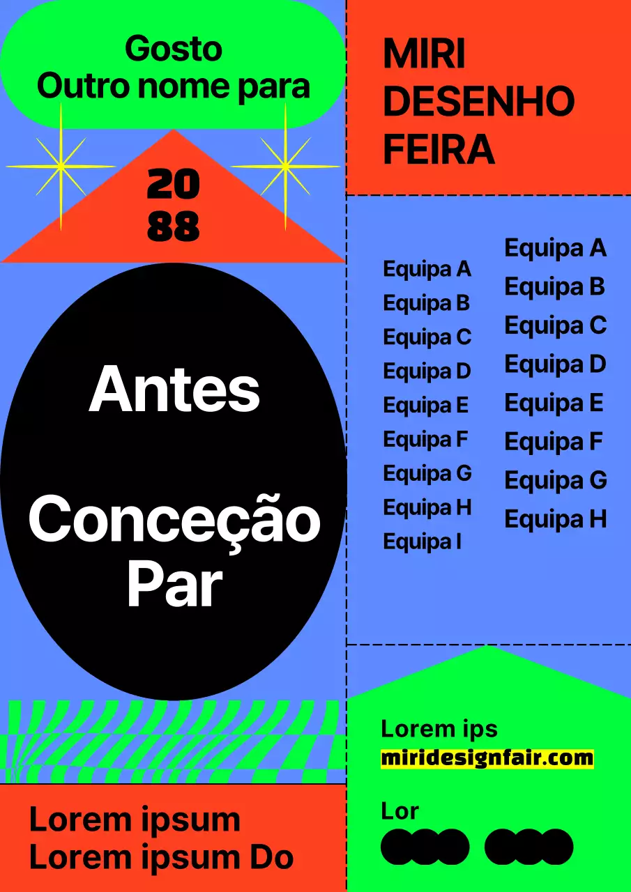 Uma peça promocional de feira de design marcante com um conjunto colorido de formas de néon