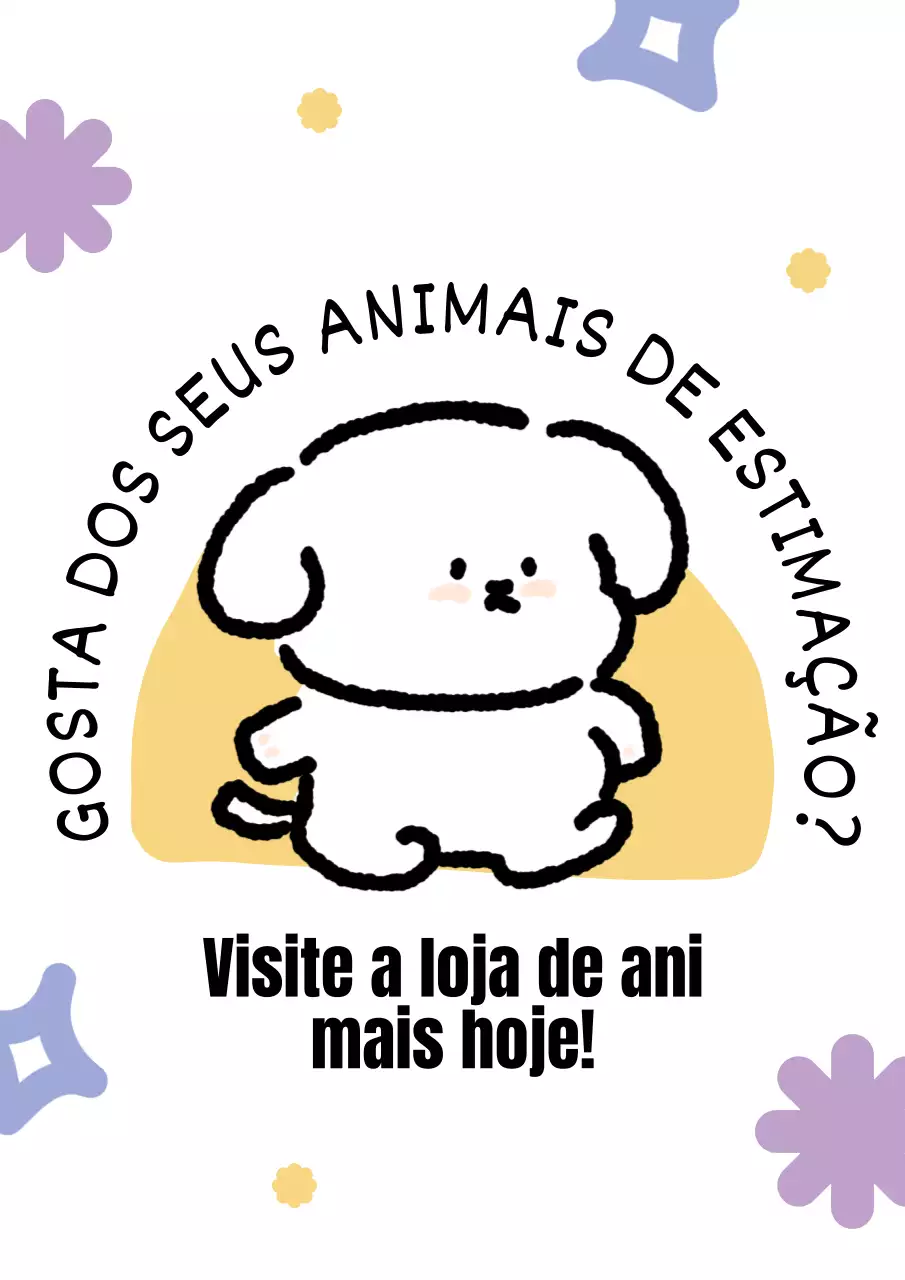 Interior de cachorrinho fofo em roxo e amarelo