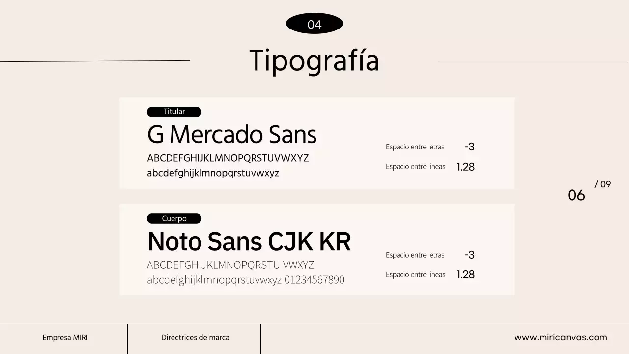 Una pauta de marca sencilla con colores marfil y naranja