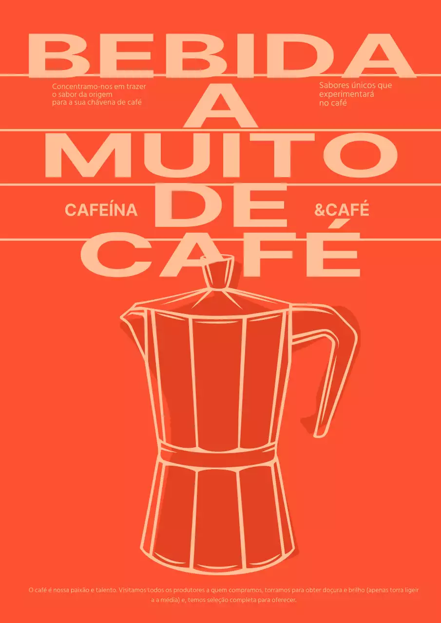 Cartaz da montra do café em vermelho e coral