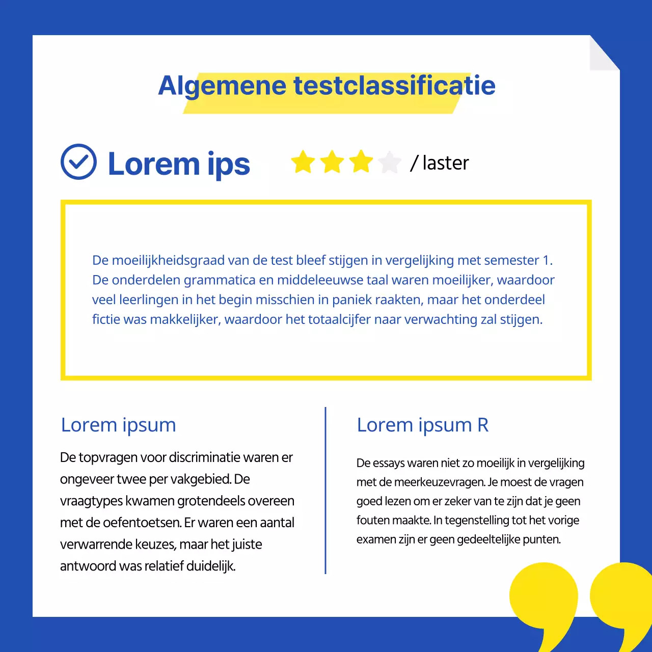 Analyse van de blauwe en gele hagwonschoolprestatietrends