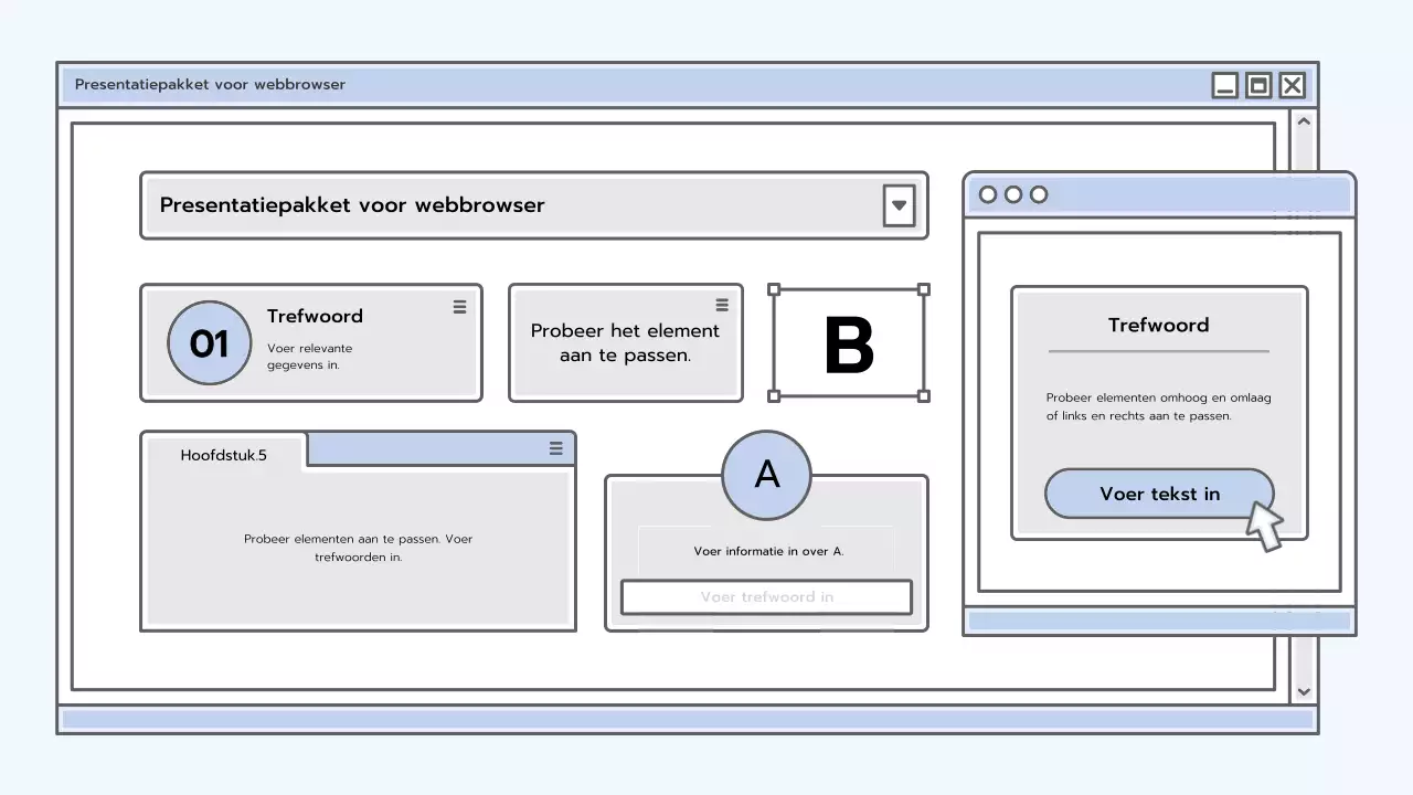 Presentatiepakket met lichtblauw browserconcept