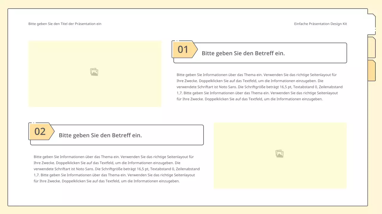 Saubere und einfache Präsentationsmappe in Gelb