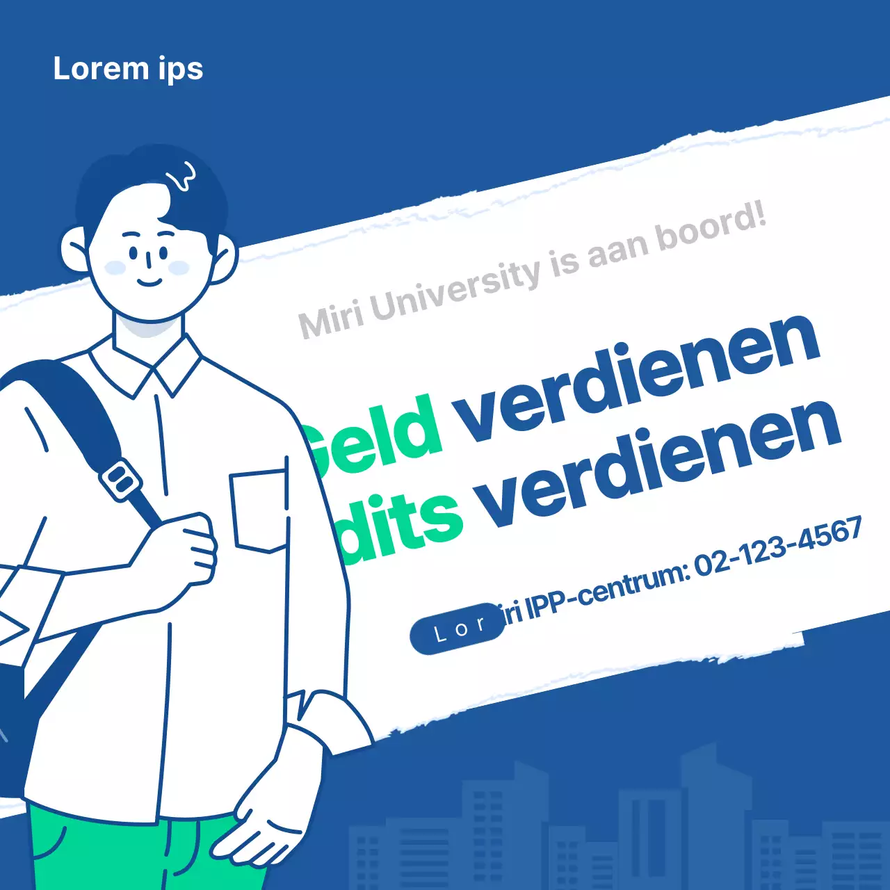 Het blauwe en mint universitaire werkstudietraject