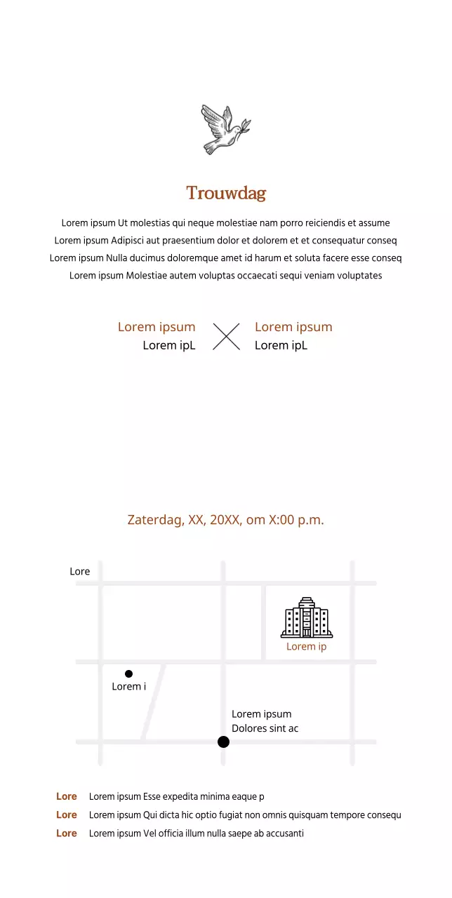 Huwelijksuitnodiging met een schattige bruid en bruidegom op een gele achtergrond