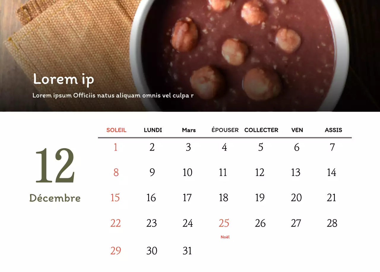 Calendrier des coupons de restaurants coréens traditionnels en beige et marron