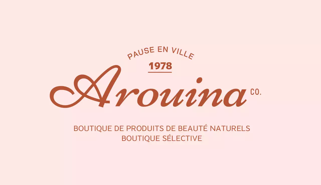 Carte de visite d'une boutique de rédaction avec logo en cursive sur fond rose