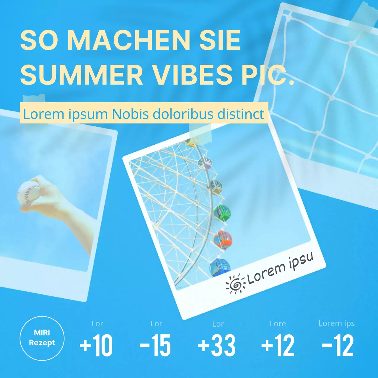 Retuschieren eines hellblauen und gelben Polaroids