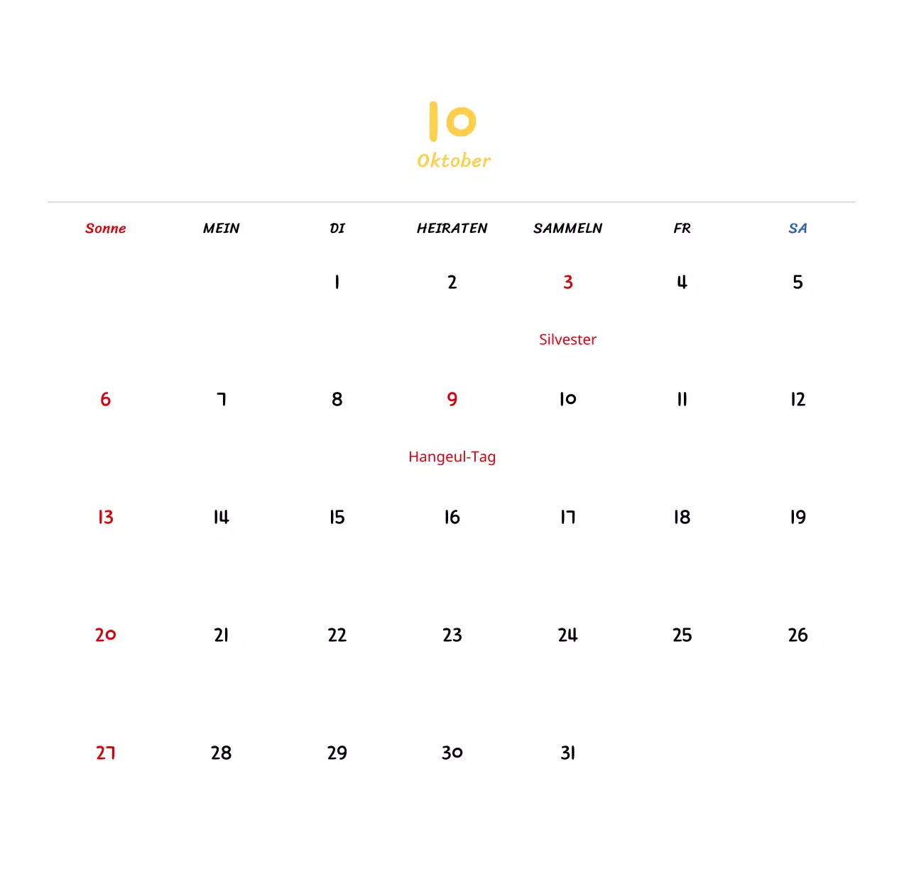 Neujahrskalender mit niedlichen Illustrationen