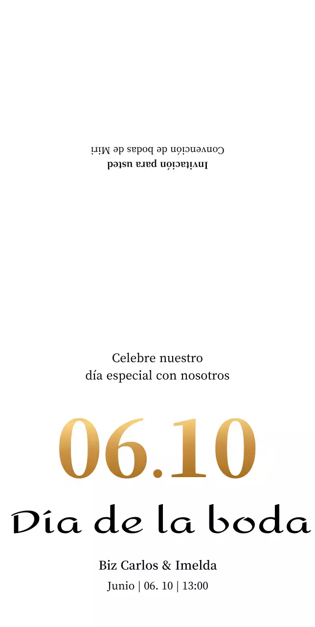 Invitaciones de boda sencillas en blanco y dorado