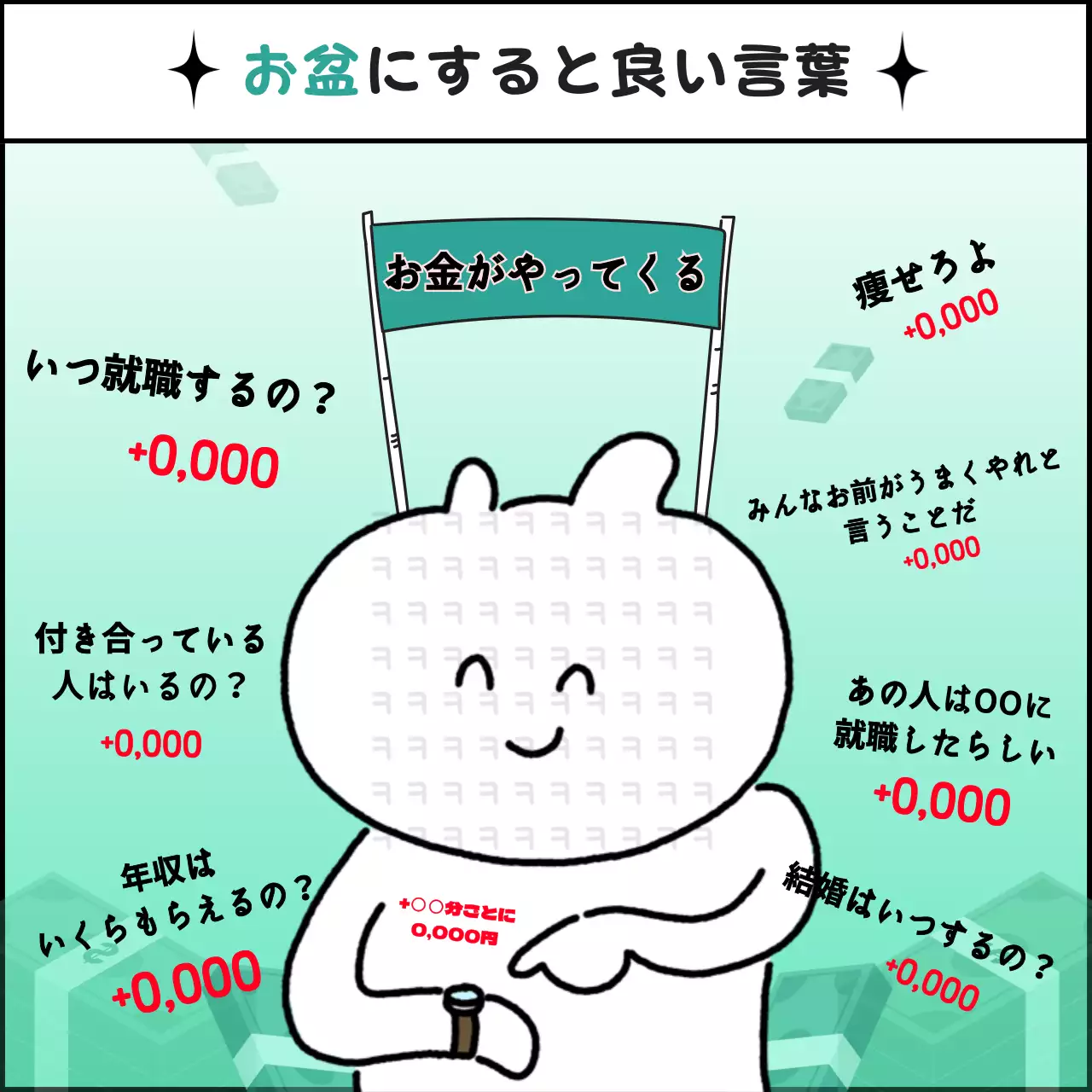 水色 面白い キャラクター ポスター SNS投稿 正方形